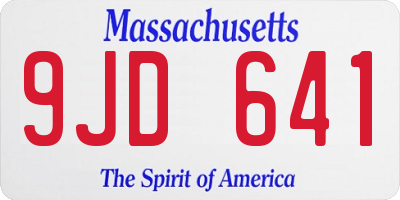 MA license plate 9JD641