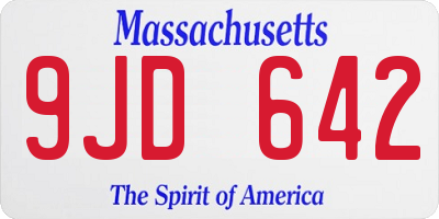 MA license plate 9JD642