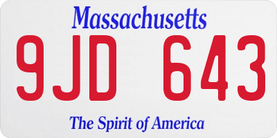 MA license plate 9JD643