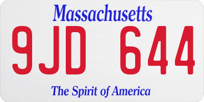 MA license plate 9JD644