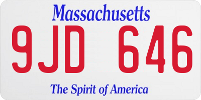 MA license plate 9JD646