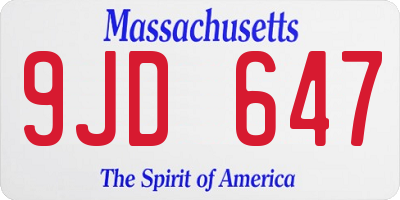 MA license plate 9JD647
