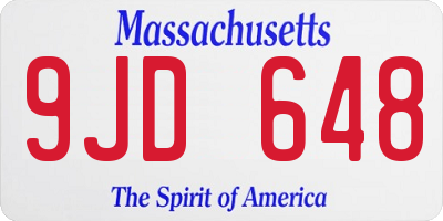 MA license plate 9JD648