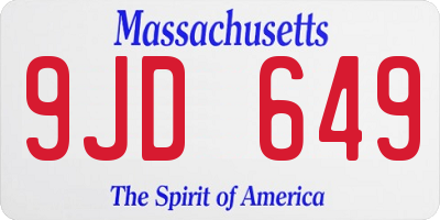 MA license plate 9JD649