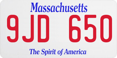 MA license plate 9JD650