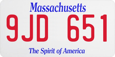 MA license plate 9JD651