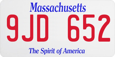 MA license plate 9JD652