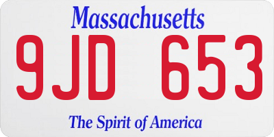 MA license plate 9JD653
