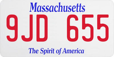 MA license plate 9JD655
