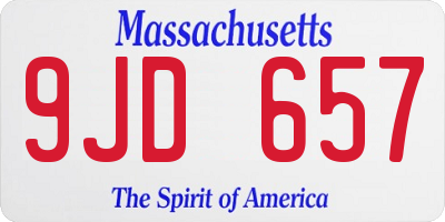 MA license plate 9JD657