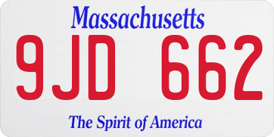 MA license plate 9JD662