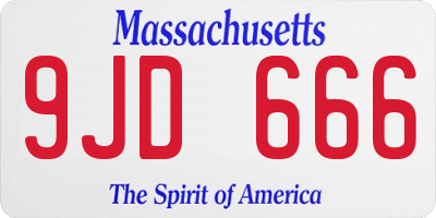 MA license plate 9JD666