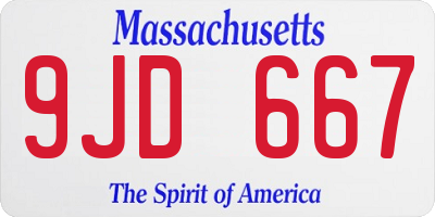 MA license plate 9JD667