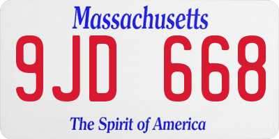 MA license plate 9JD668