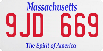 MA license plate 9JD669