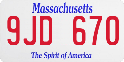 MA license plate 9JD670