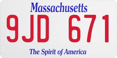 MA license plate 9JD671