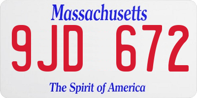 MA license plate 9JD672