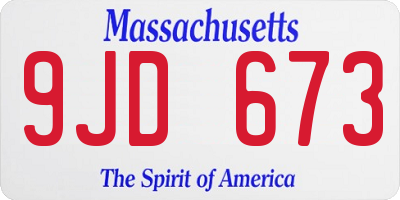 MA license plate 9JD673