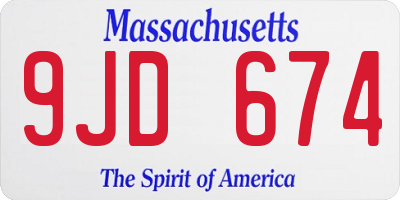 MA license plate 9JD674