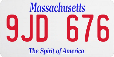 MA license plate 9JD676