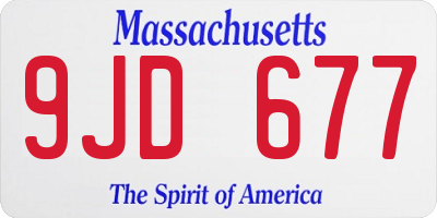 MA license plate 9JD677