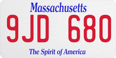 MA license plate 9JD680