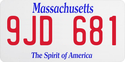 MA license plate 9JD681