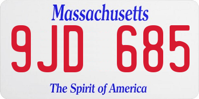 MA license plate 9JD685