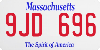 MA license plate 9JD696