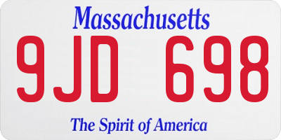 MA license plate 9JD698
