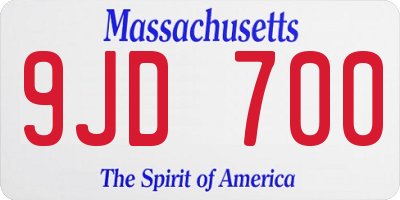 MA license plate 9JD700