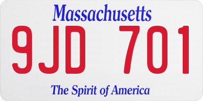 MA license plate 9JD701