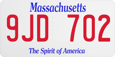 MA license plate 9JD702
