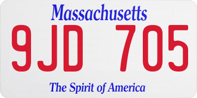 MA license plate 9JD705