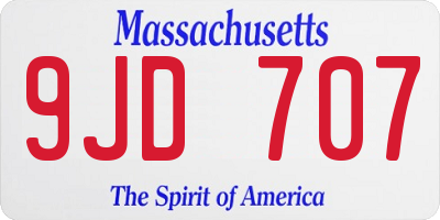 MA license plate 9JD707
