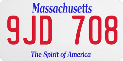 MA license plate 9JD708
