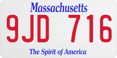 MA license plate 9JD716