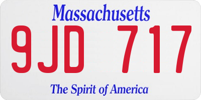 MA license plate 9JD717
