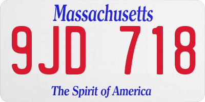 MA license plate 9JD718
