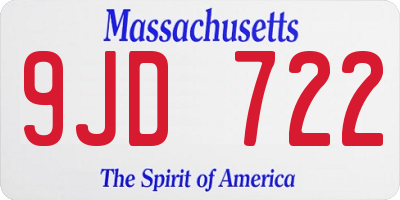 MA license plate 9JD722