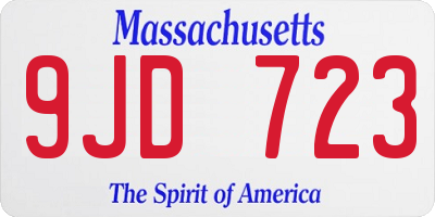 MA license plate 9JD723