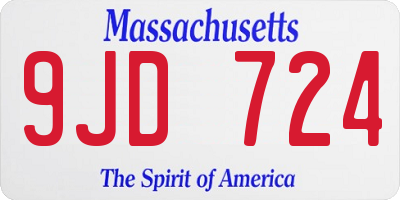 MA license plate 9JD724