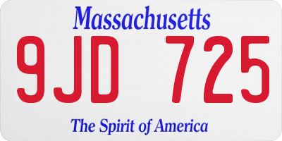 MA license plate 9JD725
