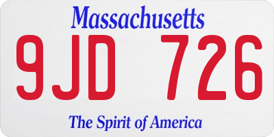 MA license plate 9JD726