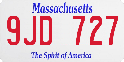 MA license plate 9JD727
