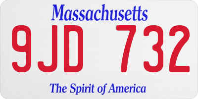 MA license plate 9JD732