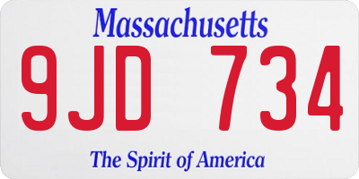 MA license plate 9JD734