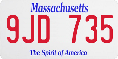 MA license plate 9JD735