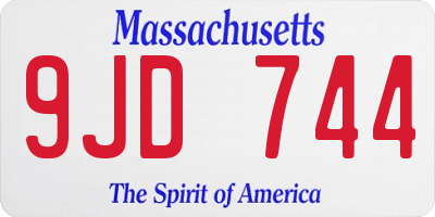 MA license plate 9JD744